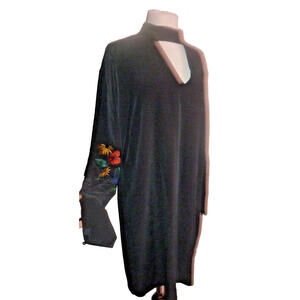 BALDWIN Dress 100% Silk Western Couture Kansas‎ City Charcoal Floral M Medium